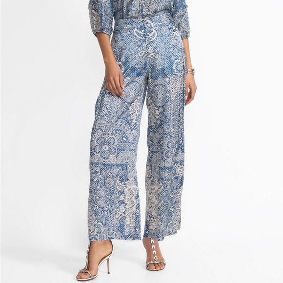 Johnny Was Lauchlen Wide leg Silk Pants. Size L